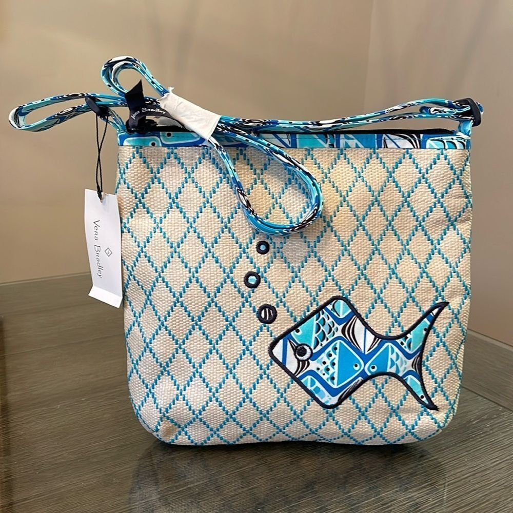 Vera Bradley Beach Crossbody in Go Fish Blue Pattern New with Tags